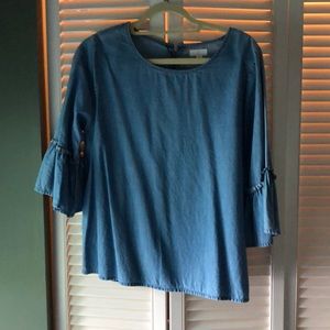 Chambray Bell Sleeve Blouse